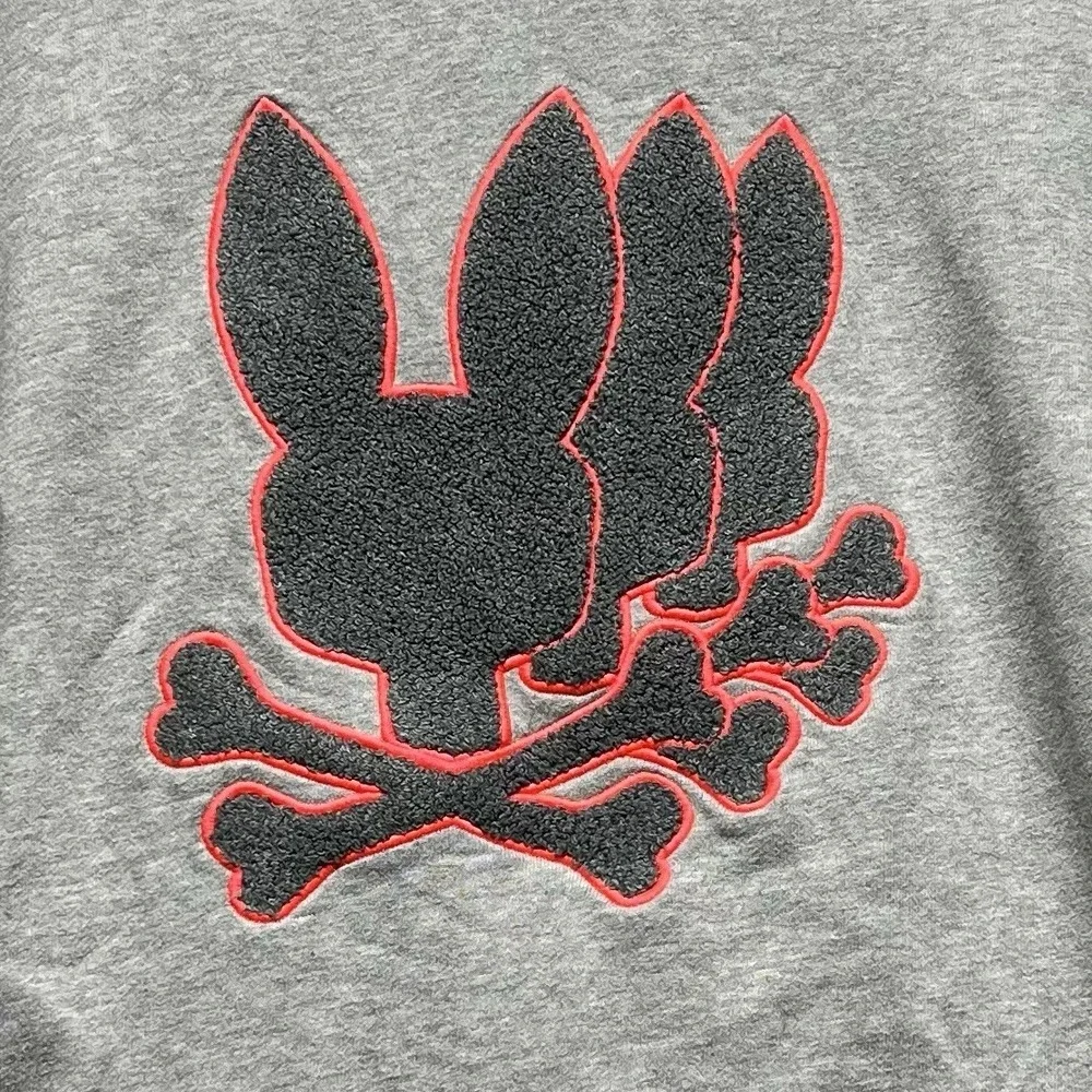 Psycho Bunny‎ Sweatshirt Boys Large Gray Red Sacramental Chenille Crewneck